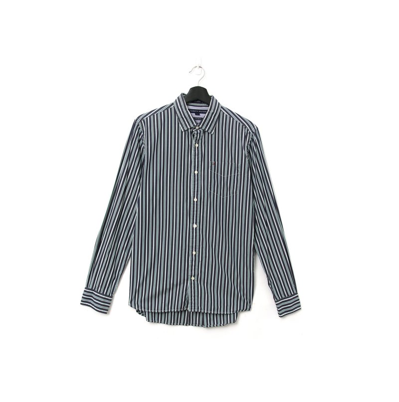 Green-Long Sleeve Brand ShirtTommy 15vintage シャツに戻る - シャツ メンズ - コットン・麻 