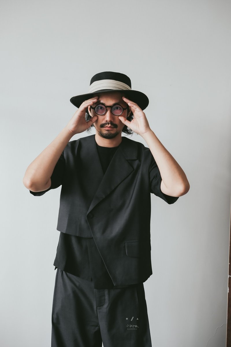 小我獨家 NUMBER GREY 不對稱西裝背心 - 男背心 - 聚酯纖維 黑色