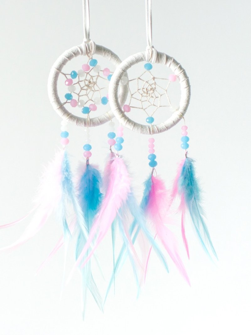 Chinese Valentine's Day - Little Romance - Dream Macaron Color Dream Catcher 7cm - Birthday Gift - ตกแต่งผนัง - วัสดุอื่นๆ ขาว