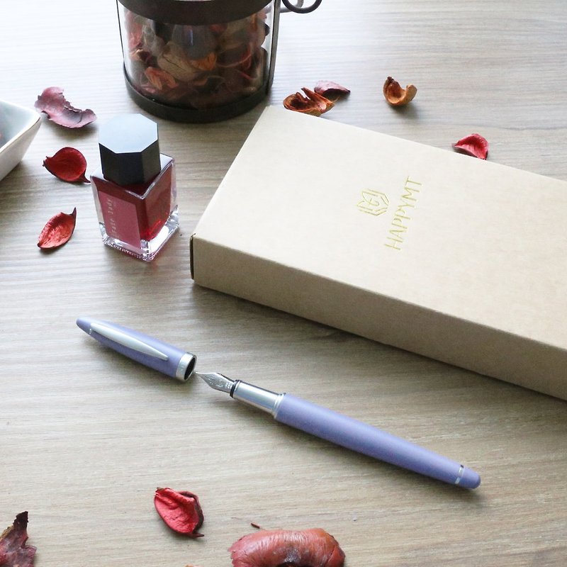 [Customized gift] HAPPYMT happy fountain pen - red and Silver clip can be shipped quickly - Fountain Pens - Copper & Brass Purple