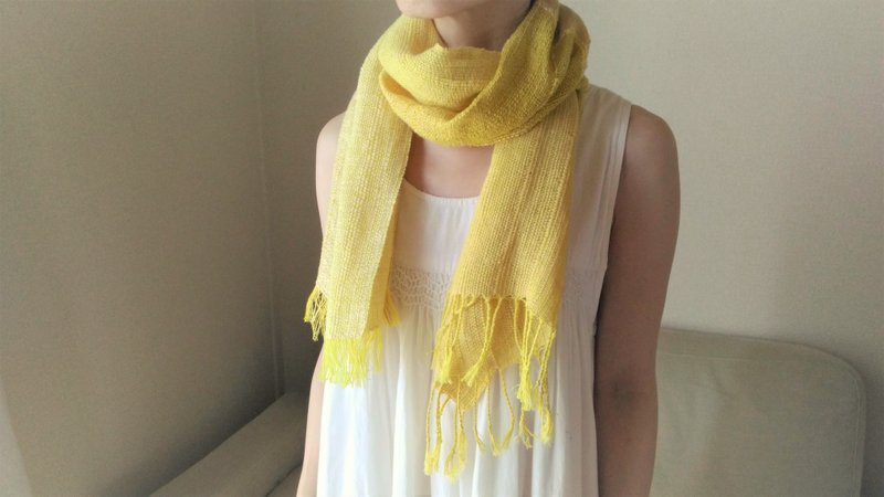 Shawl (S) 　6　canola flower - スカーフ - コットン・麻 イエロー