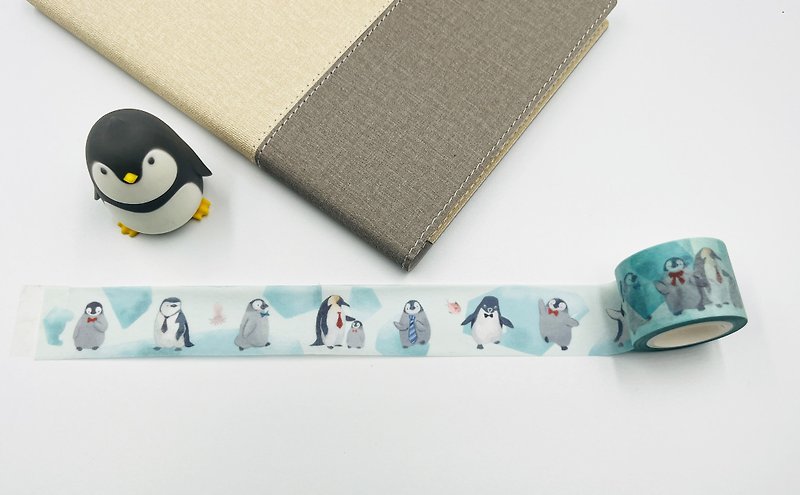 日本霧面和紙紙膠帶-領結企鵝 Paper Tape - 紙膠帶 - 紙 透明