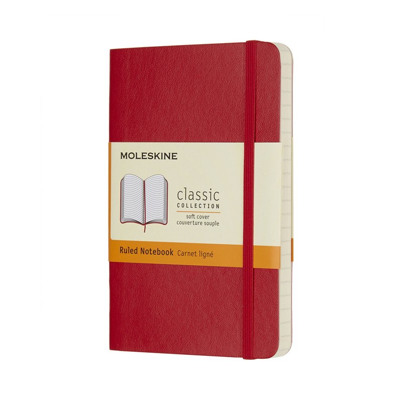 MOLESKINE 經典紅色軟皮筆記本 口袋型 橫線 - 筆記本/手帳 - 紙 紅色
