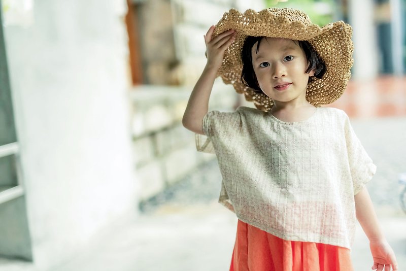 Spring Minor Japanese Dress Hand-made Non-toxic Children's Dress - Kids' Dresses - Cotton & Hemp Orange