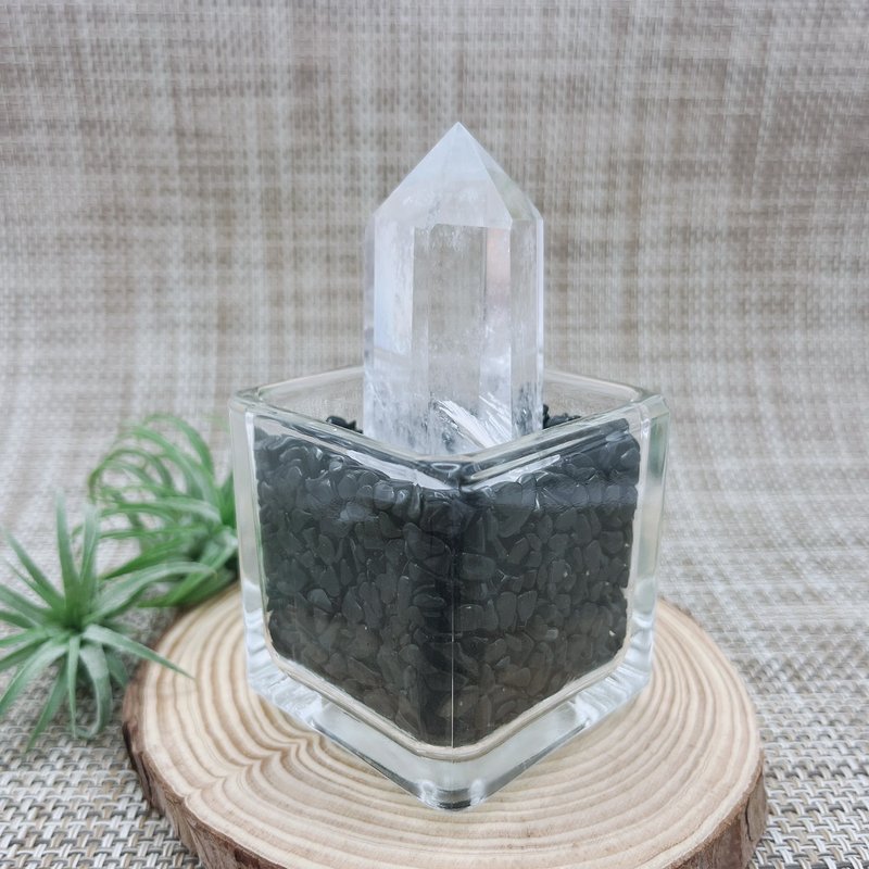 White crystal pillar office luck small objects obsidian Stone anti-villain - ของวางตกแต่ง - คริสตัล 