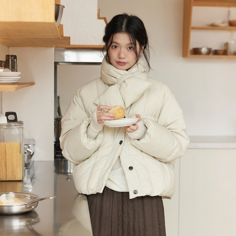 短款圍巾羽絨服|外套|兩色|冬款|Sora-1705 - 女大衣/外套 - 羽絨 多色