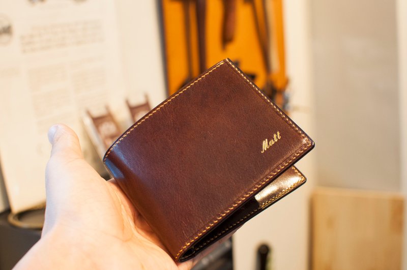 Cocoa Short Clip-Italian Vegetable Tanned Leather - Wallets - Genuine Leather 