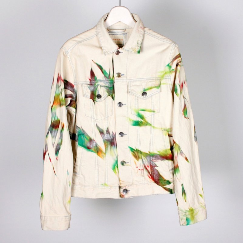 Pasting White Denim Jacket  (M) - 男夾克/外套 - 棉．麻 白色
