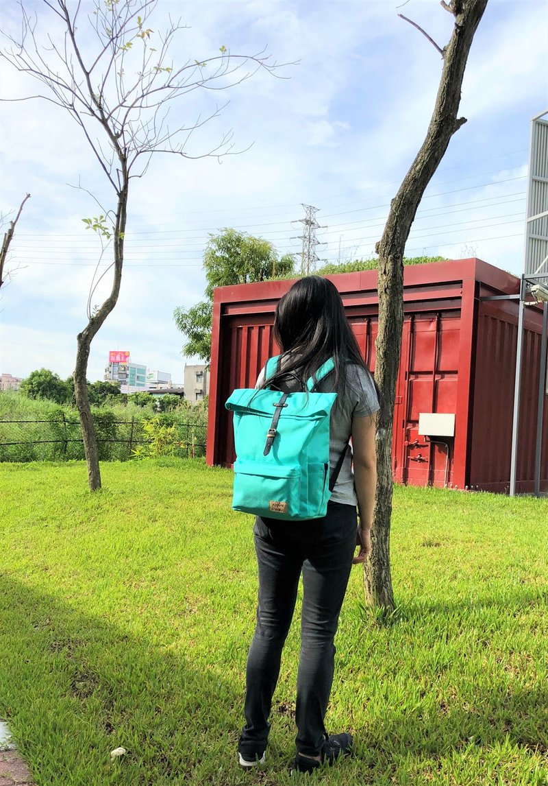 [Solid Heart Bag] Single Button Casual Backpack - Macaron Green (Made in MIT Taiwan) - Backpacks - Nylon Green