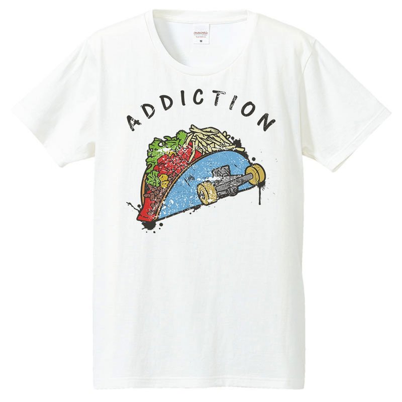 T-shirt / sk8 Tacos - Tシャツ メンズ - コットン・麻 ホワイト