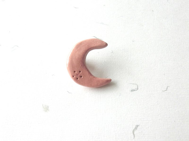 Ceramic Brooch / Pin - Orange/ Red/ Moon/ Sky/ Night - Brooches - Porcelain Red