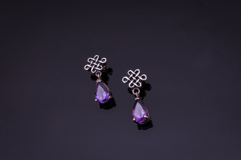 -Purple Qi Donglai-Earring - ต่างหู - เงินแท้ สีม่วง