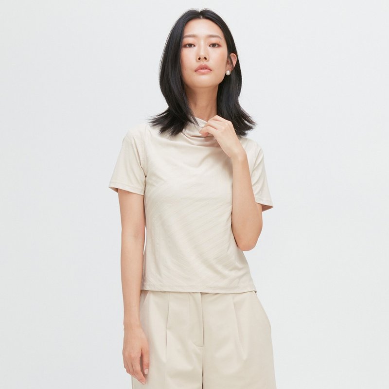 REBOOT-Short-sleeved top (women) Khaki - เสื้อยืดผู้หญิง - เส้นใยสังเคราะห์ สีกากี