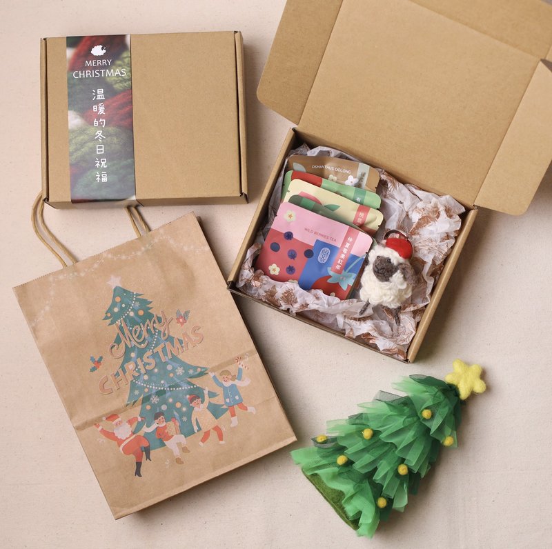 羊毛出在羊山上 羊毛氈 聖誕禮盒 果茶禮盒 交換禮物 - 茶葉/茶包/水果茶 - 紙 卡其色