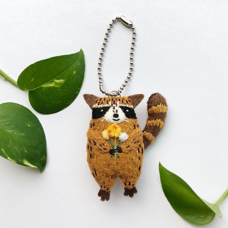 Raccoon charm key ring - Keychains - Polyester Brown