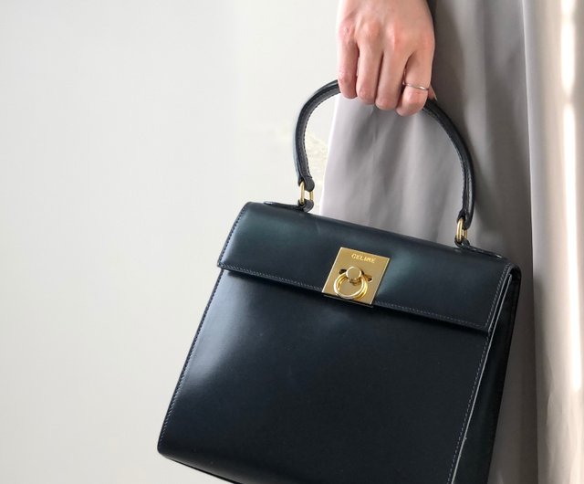 日本直送 名牌中古包 】CELINE セリーヌ ハンドバッグ ネイビー ガンチーニ レザー vintage ヴィンテージ オールド nacb6t -  ショップ VintageShop solo トートバッグ・ハンドバッグ - Pinkoi