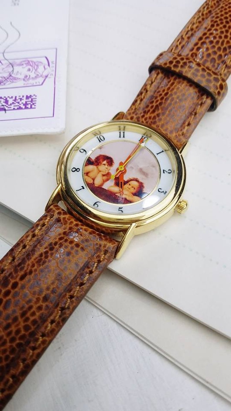 [失われ、検索]アンティーク芸術キャンバスエンジェルの腕時計 - 腕時計 - 金属 多色