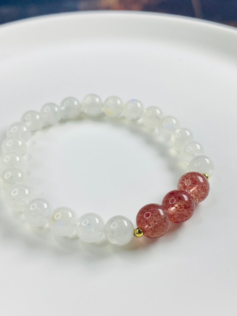 Love Series Strawberry Crystal Stone 14KGF Bracelet - Bracelets - Crystal White