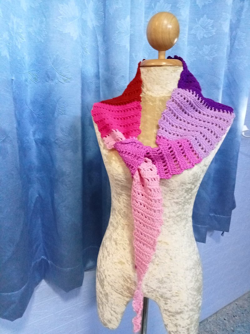 Scarf crochet handmade cotton - Scarves - Cotton & Hemp Multicolor