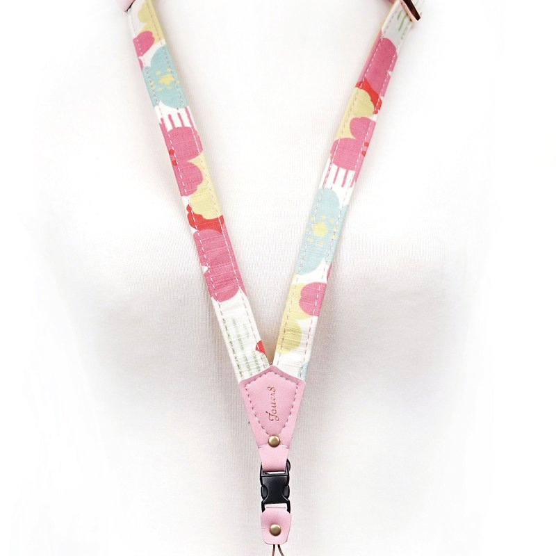 Mobile phone strap neck hanging - flower 漾 - Japanese cotton and linen - warm hand bright spring - เชือก/สายคล้อง - ผ้าฝ้าย/ผ้าลินิน 