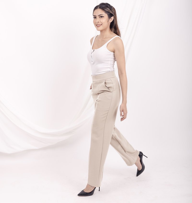 Wendy Wide-Leg Pants in Cream - Women's Pants - Eco-Friendly Materials Gold