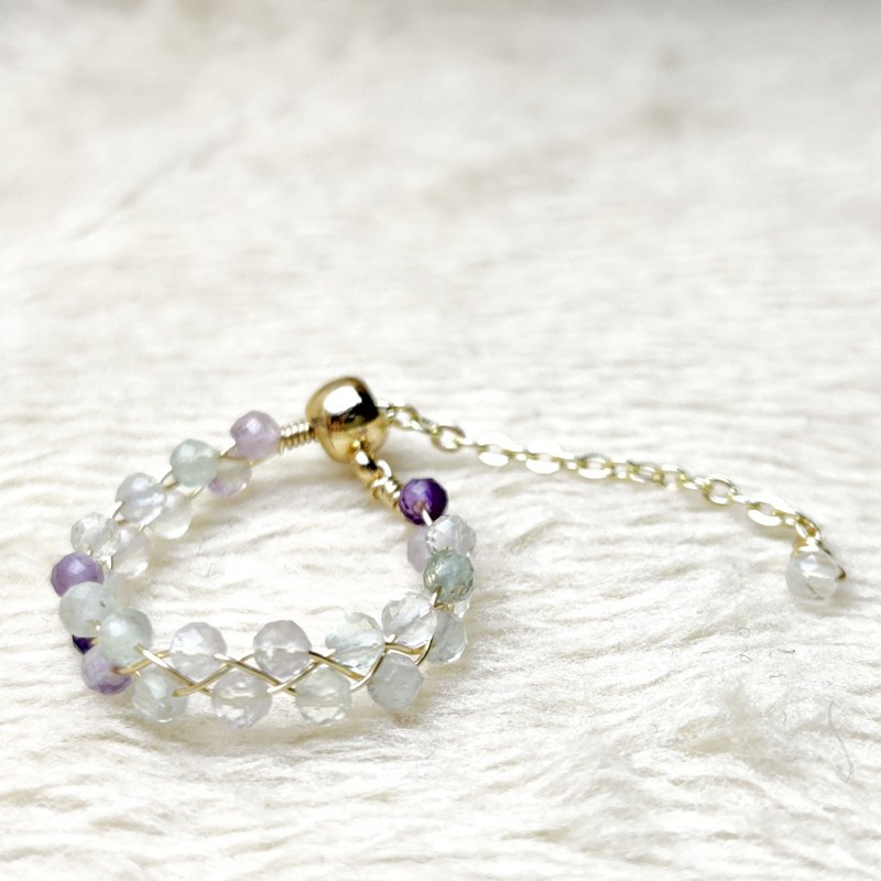 【設計款】14K金螢石戒指 14K Gold Fluorite Ring - 戒指 - 水晶 