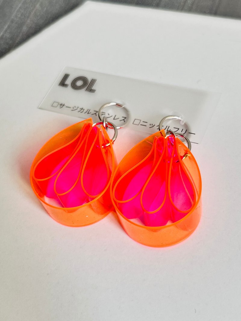 2way parts pvc design A009 - Earrings & Clip-ons - Other Materials Orange