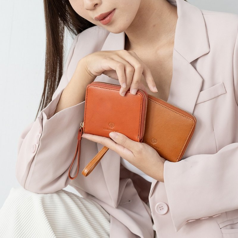 Women's short wallet - Fia - two colors in total - Wallets - Genuine Leather Orange
