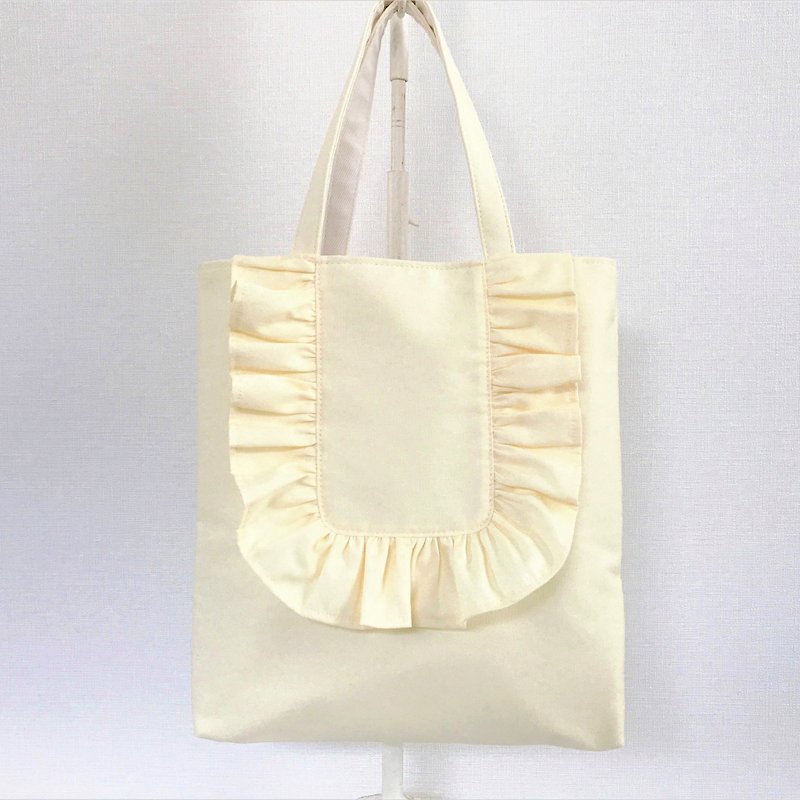 Round Frill Vertical Tote Bag Citron Yellow - Handbags & Totes - Cotton & Hemp Yellow