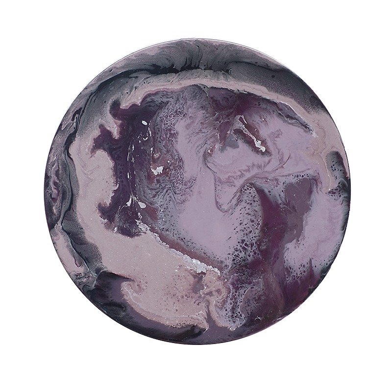 【Purple nightshade・深紫葵・月球體・手工掛牆裝飾】30cm - 擺飾/家飾品 - 木頭 紫色
