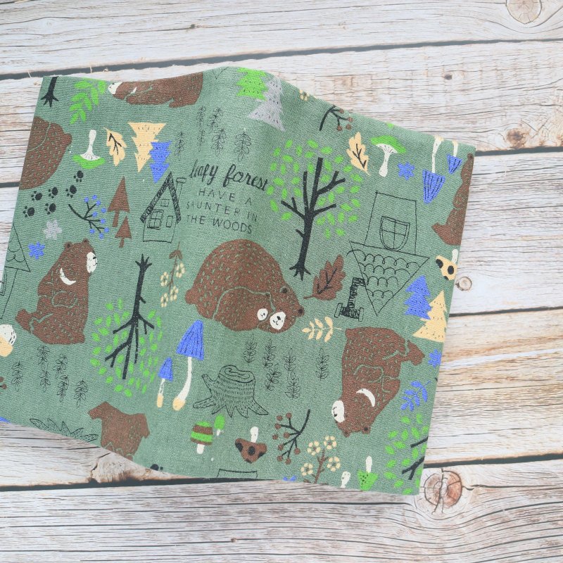 [Mr. Brown Bear in the Forest] Cloth Book Cover Book Cover Adjustable Book Cover Japan Imported Cloth - ปกหนังสือ - ผ้าฝ้าย/ผ้าลินิน สึชมพู