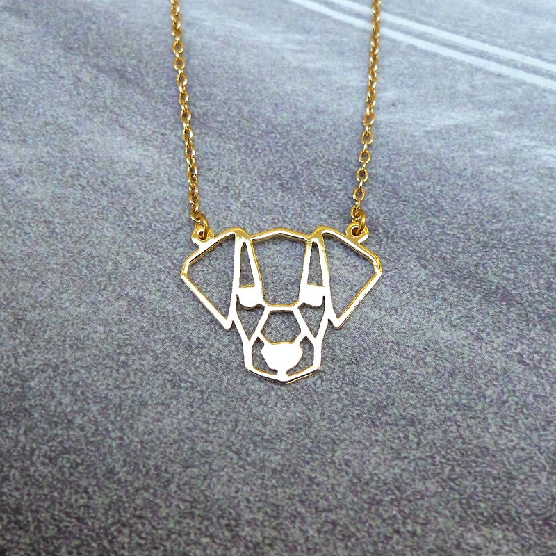 Jack Russel Terrier, Geomtric Dog Necklace, Gold Plated Brass - 項鍊 - 銅/黃銅 金色