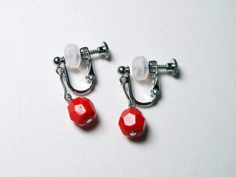 #GE446 Murano Glass Beads Earring - ต่างหู - แก้ว สีแดง