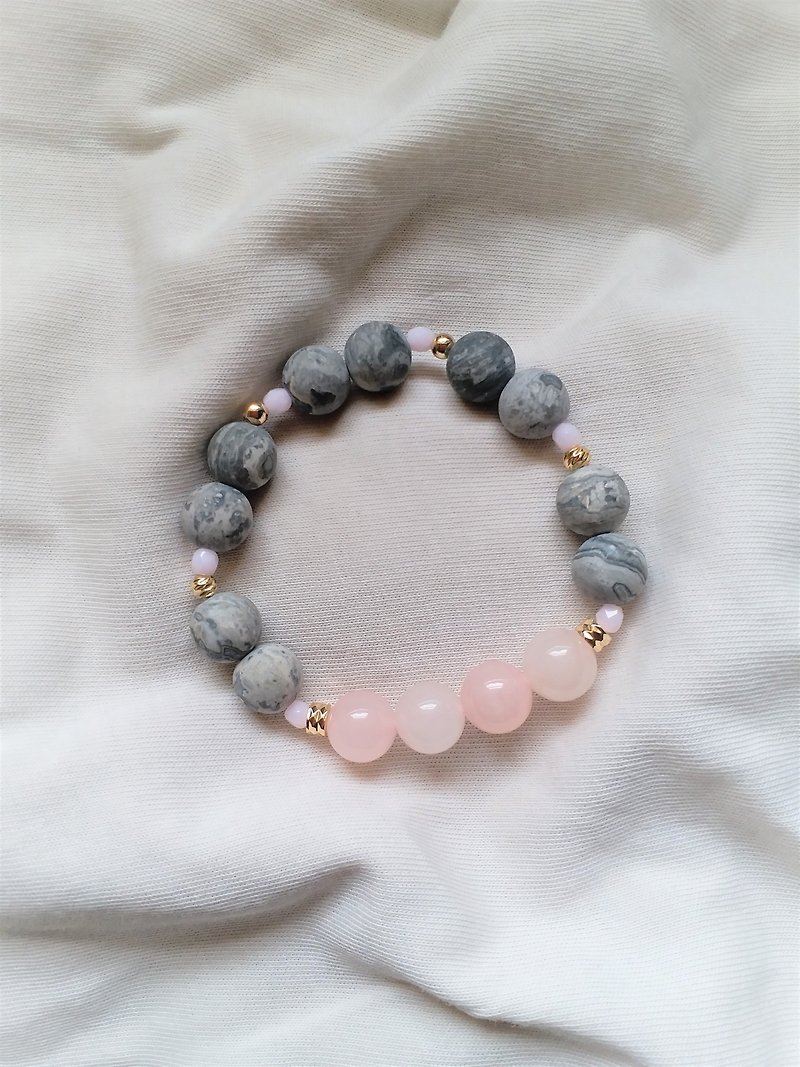 Pink Crystal│Network Stone Gold Bead│Czech Handmade Stone Bracelet│Valentine's Day Gift - สร้อยข้อมือ - คริสตัล สึชมพู
