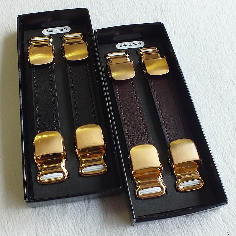 Yukitsuri 15mm Width Smooth Leather Case Silver Gold NOMURA - Belts - Genuine Leather Black