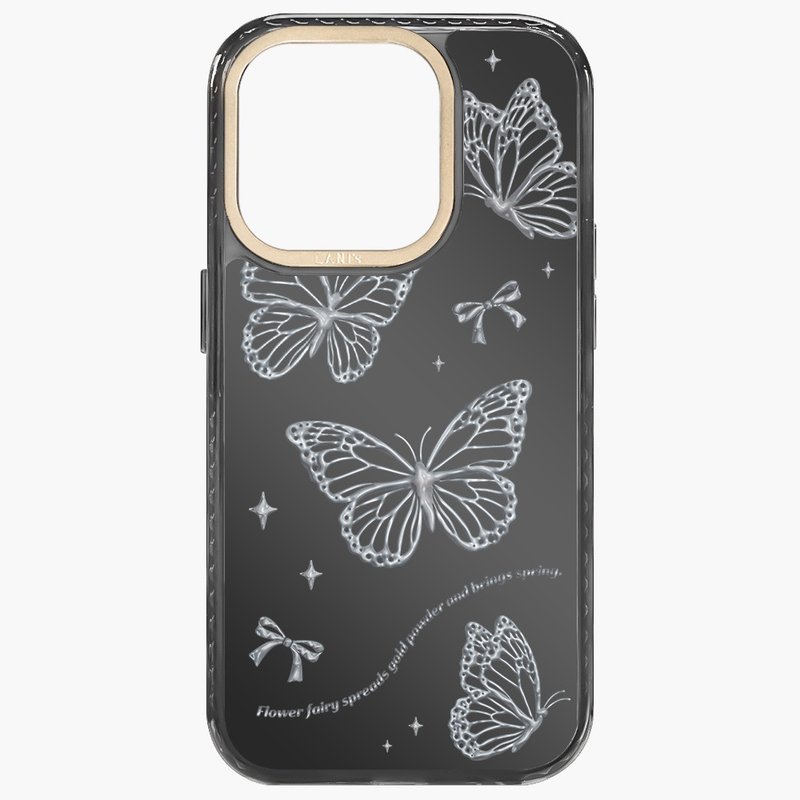 月銀金屬 銀霞蝴蝶 磁吸版 透黑框 iPhone 16 15 14 13 Pro Max - 手機殼/手機套 - 環保材質 黑色