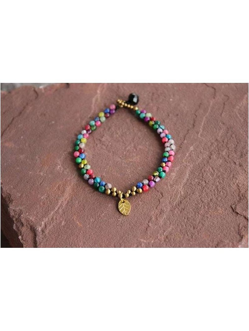 FAIR TRADE LEAF CHARM BRACELET - Bracelets - Stone Multicolor