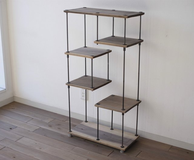 週間ランキング１位獲得 wood iron shelf 880*450*225〈グレイッシュ