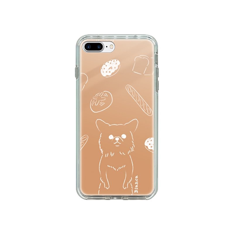 Copy iPhone Plus size mirror case Chihuahua and bread illustration - เคส/ซองมือถือ - พลาสติก สีทอง