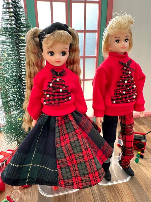 赤チェック パッチワーク スカート リカちゃん ブライス - ショップ hs