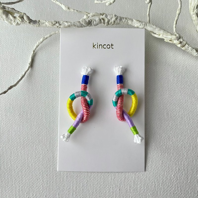 Knot Clip-On[Navy] - ต่างหู - ผ้าฝ้าย/ผ้าลินิน หลากหลายสี