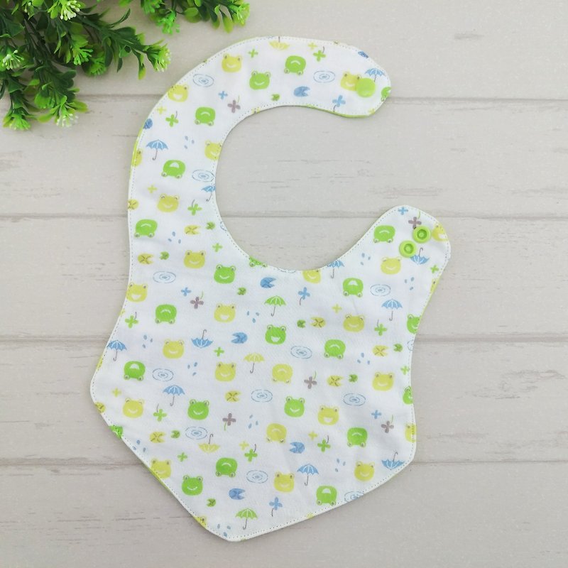 Smiling frog. Double-sided bib (up to 40 embroidery name) - Bibs - Cotton & Hemp Green