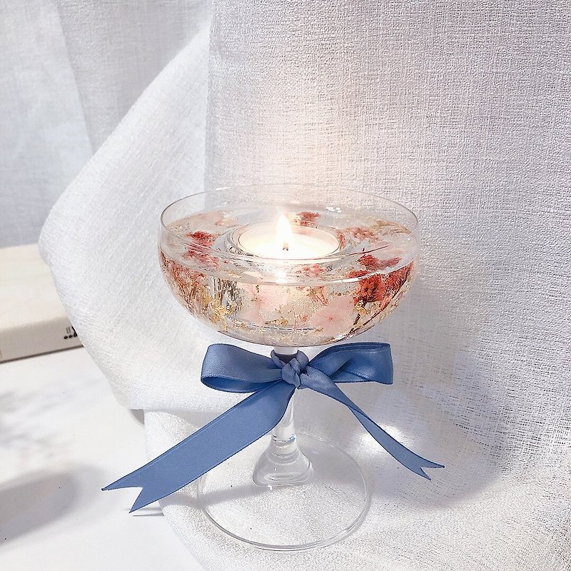 Healing dry flower transparent candle holder | Four scented (round) Wax gift boxes can be purchased - Candles & Candle Holders - Wax Pink