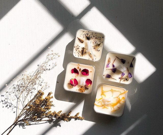 癒しのドライフラワー透明キャンドルホルダー | 香り付き(丸型