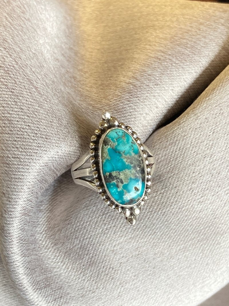 Natural Turquoise Ring Nepal Handmade 925 Sterling Silver - General Rings - Jade Green