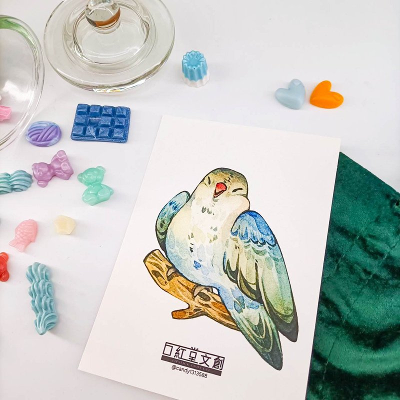 KR474_口紅堂明信片_鸚鵡6_candy1313588 postcard - 卡片/明信片 - 紙 多色