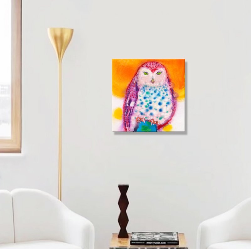 Owl Original Acrylic on Canvas Art Collection Signed by Painter Sun Lin - Posters - Other Materials Multicolor