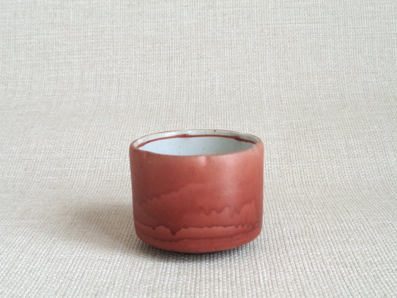 Sake Cup - Rinka Red Glaze a - Bar Glasses & Drinkware - Pottery Red