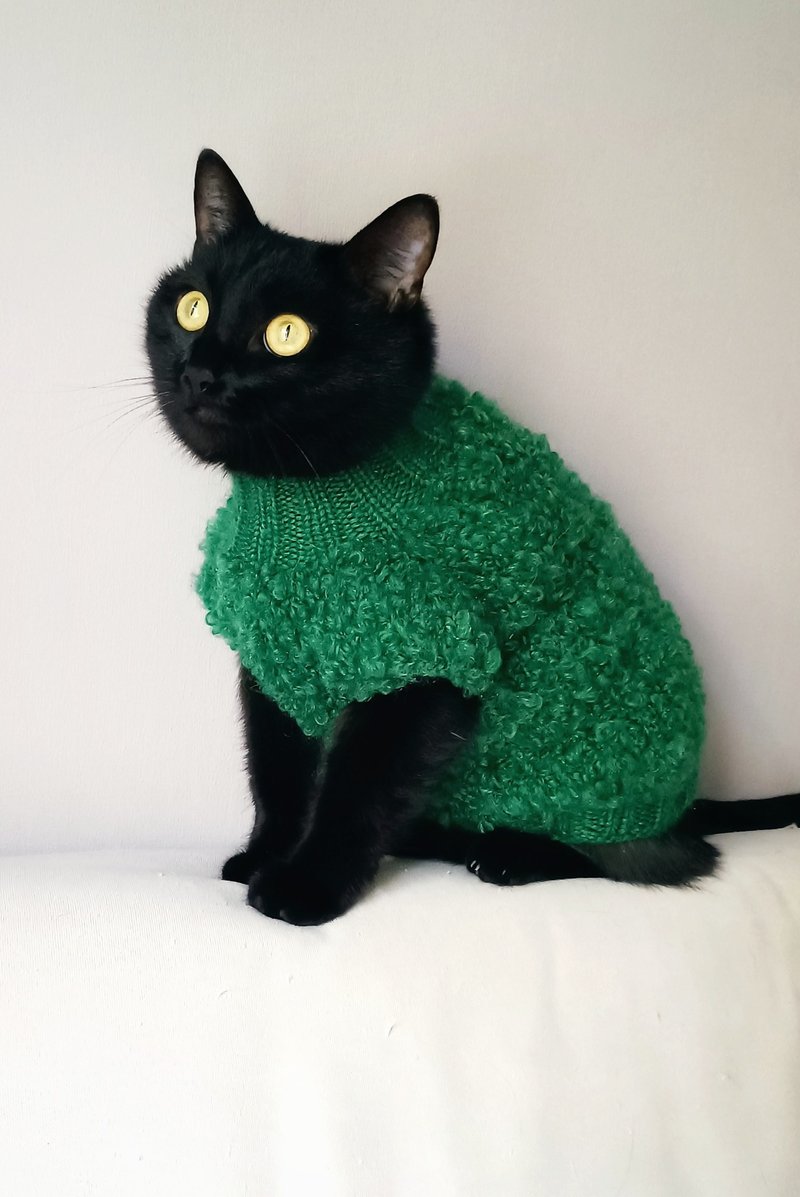 Boucle cat coat knitting cat sweater cat outfit Sphynx cat sweater Pet