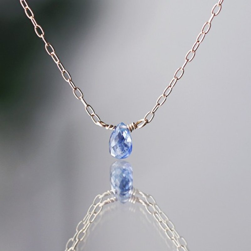 10k Sapphire Drop Cut Necklace Daphne - Necklaces - Gemstone Blue